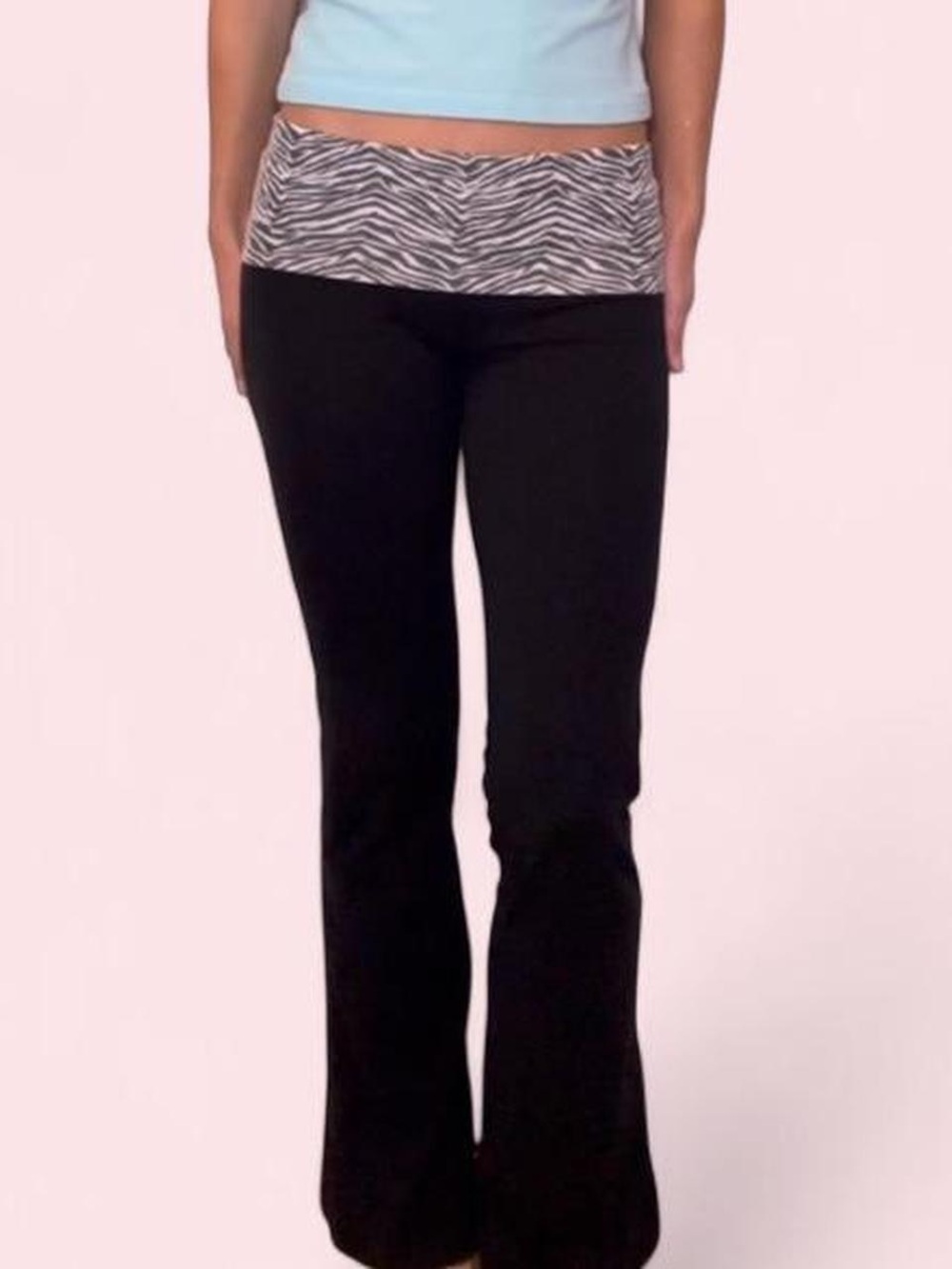 Y2K Zebra Waistband Black Flare Yoga Pants